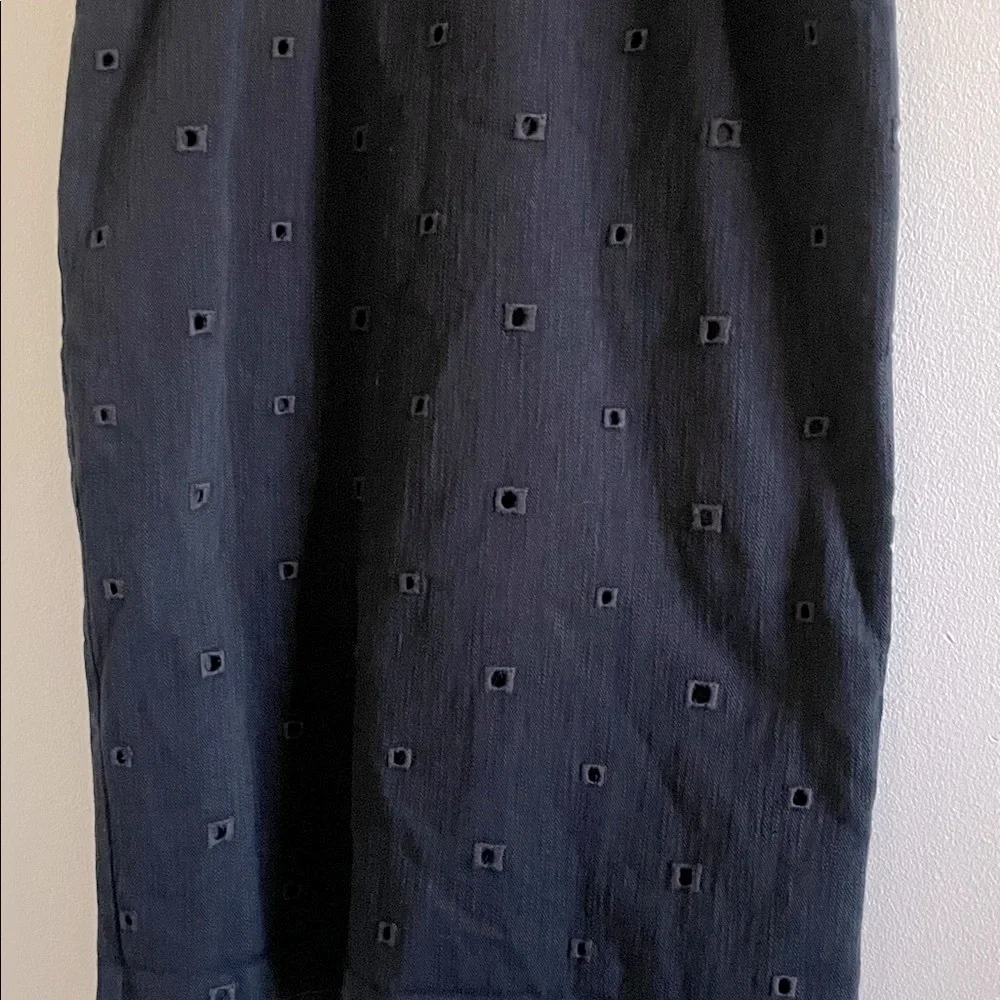 Hunter Bell Leighton Midi Eyelet Dress Women’s Size 12‎ Tie Shoulder Slit Black
